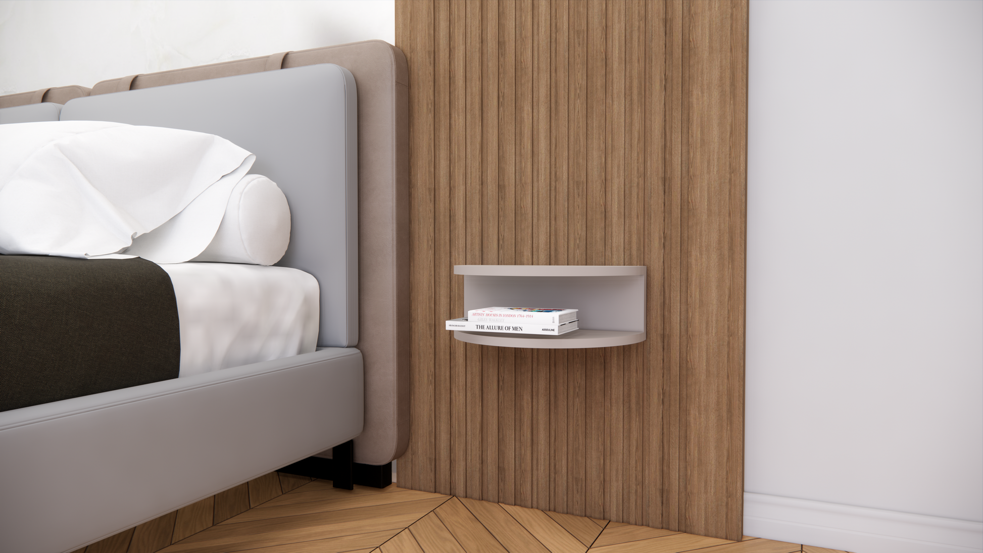 FURNITELL WELLMOUNT BED SIDE-BEIGE Furnitell