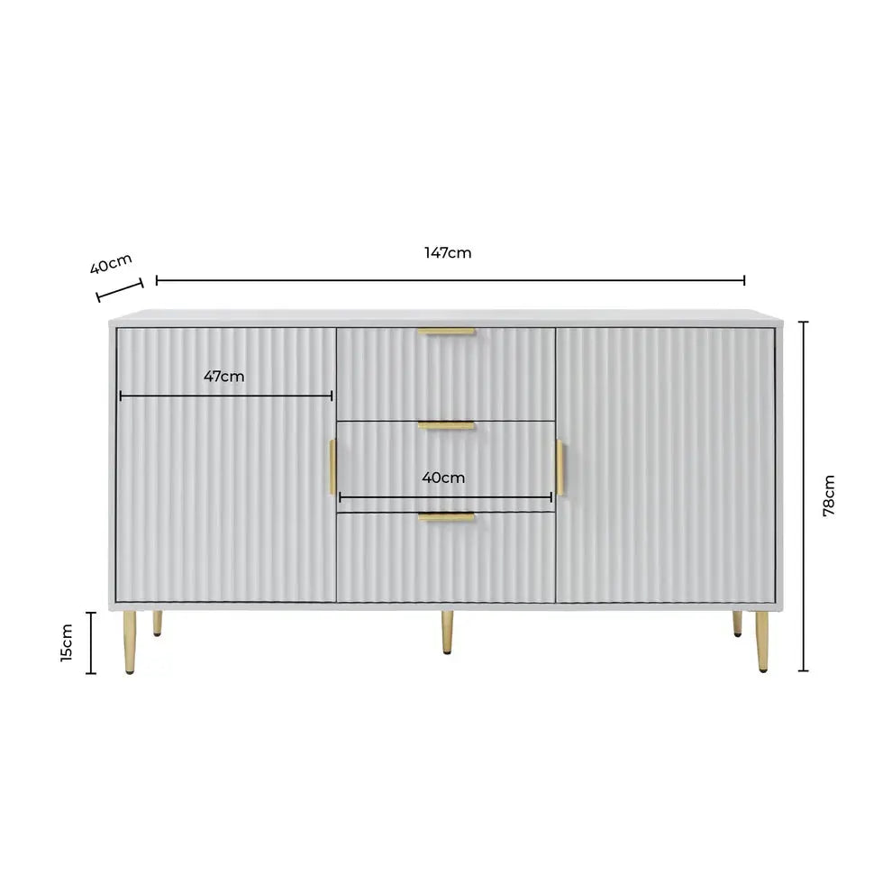 Furnitell Sideboard with Drawers Wood Effect furnitell