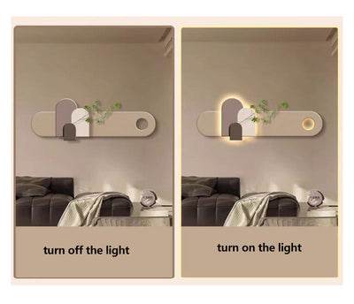 Long Sandstone LED Wall Art Panel with Mini Planter Furnitell