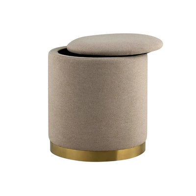 Oatmeal Upholstered Storage Ottoman Stool furnitell