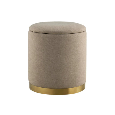Oatmeal Upholstered Storage Ottoman Stool furnitell