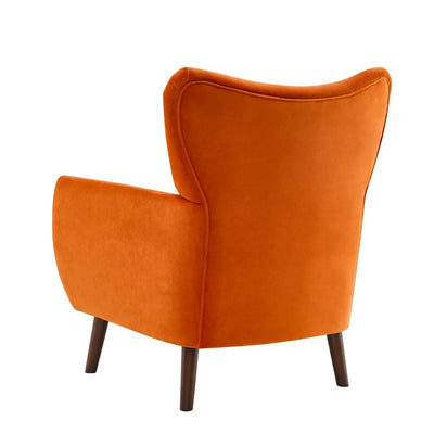Bright Orange Accent Chair with Velvet Upholstery & Padded Arms Furnitell