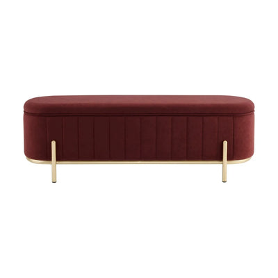 Rust Upholstered Storage Ottoman Bench furnitell