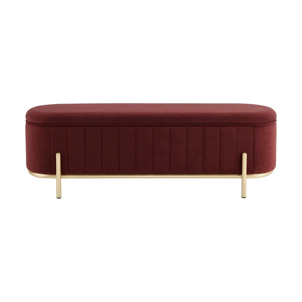Rust Upholstered Storage Ottoman Bench furnitell