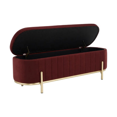 Rust Upholstered Storage Ottoman Bench furnitell