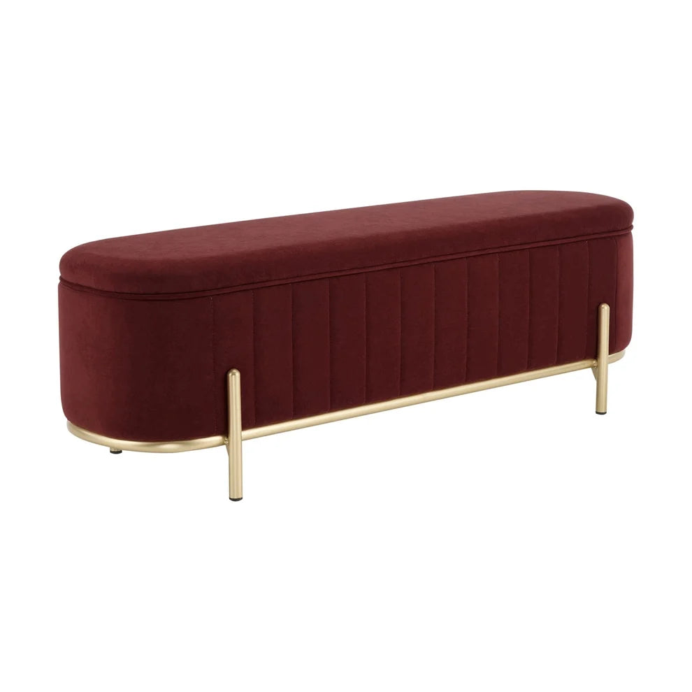 Rust Upholstered Storage Ottoman Bench furnitell