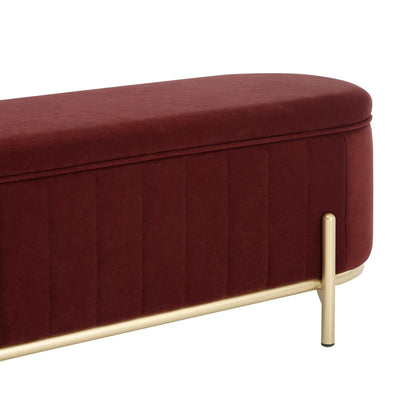 Rust Upholstered Storage Ottoman Bench furnitell