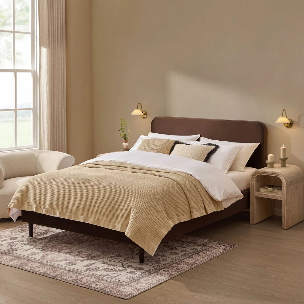 Mocha Upholstered Bed Frame | Furnitell Furnitell