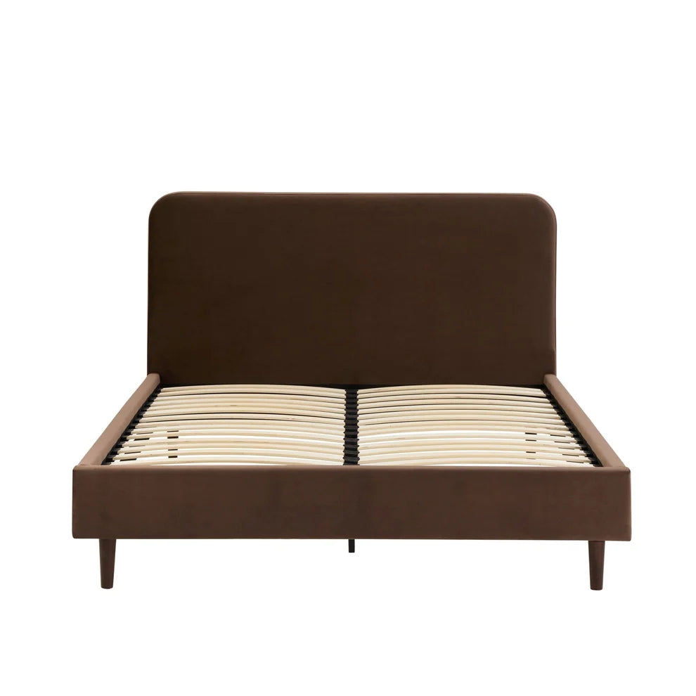 Mocha Upholstered Bed Frame | Furnitell Furnitell