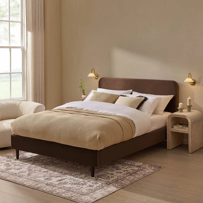 Mocha Upholstered Bed Frame | Furnitell Furnitell