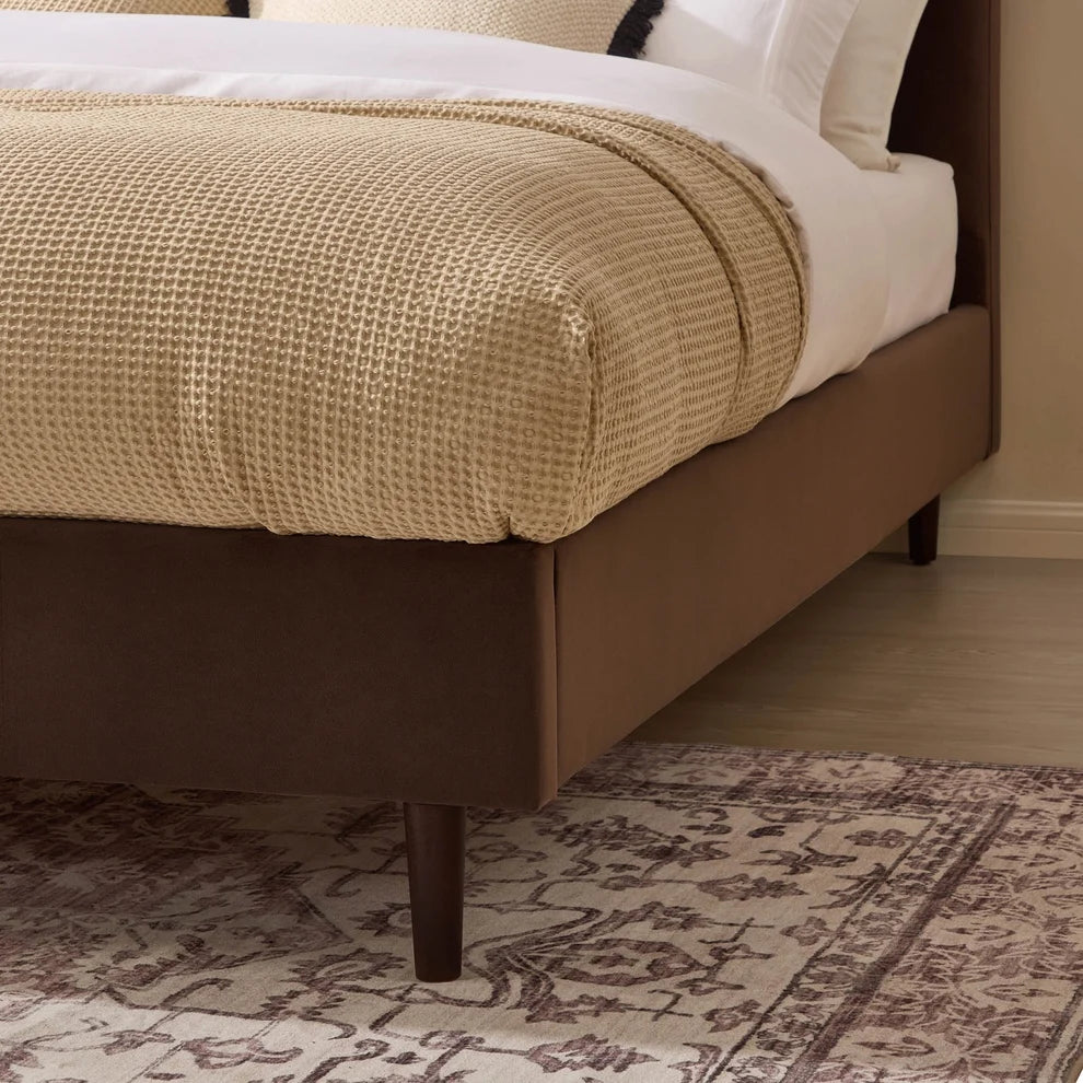 Mocha Upholstered Bed Frame | Furnitell Furnitell