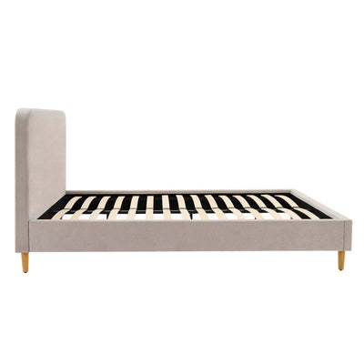 Light Grey Chenille Upholstered Bed with Rounded Headboard Furnitell