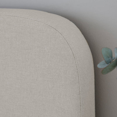 Cream Upholstered Bed Frame with Rounded Headboard Furnitell
