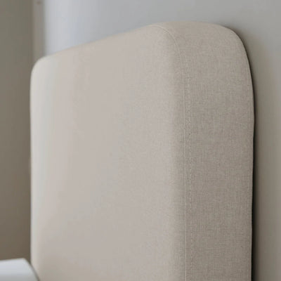 Cream Upholstered Bed Frame with Rounded Headboard Furnitell
