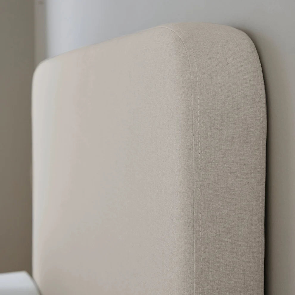 Cream Upholstered Bed Frame with Rounded Headboard Furnitell