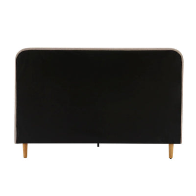 Stone Grey Upholstered Bed with Rounded Headboard Furnitell