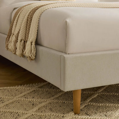 Cream Linen Upholstered Bed Frame | Furnitell Furnitell