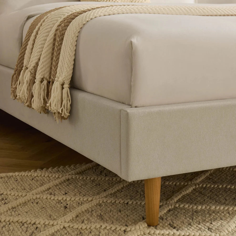 Cream Linen Upholstered Bed Frame | Furnitell Furnitell