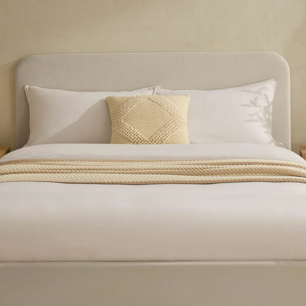 Cream Linen Upholstered Bed Frame | Furnitell Furnitell