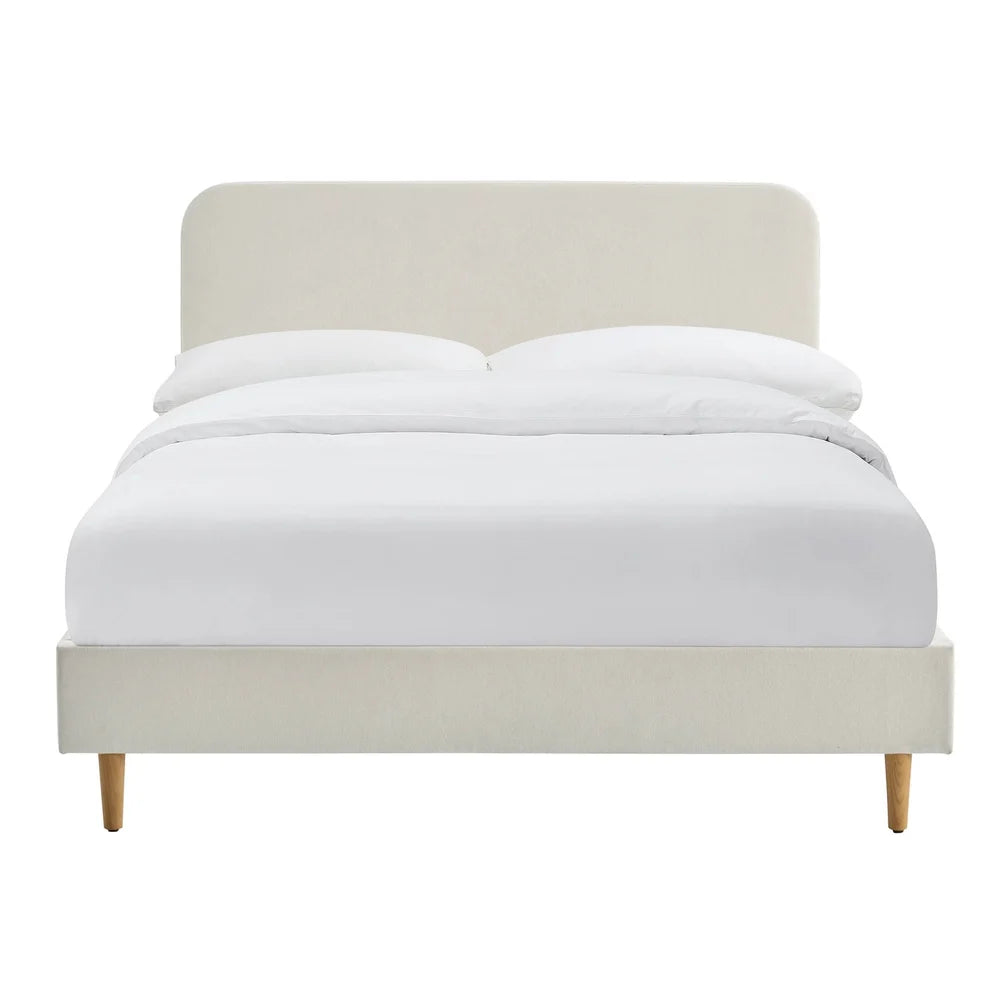 Cream Linen Upholstered Bed Frame | Furnitell Furnitell