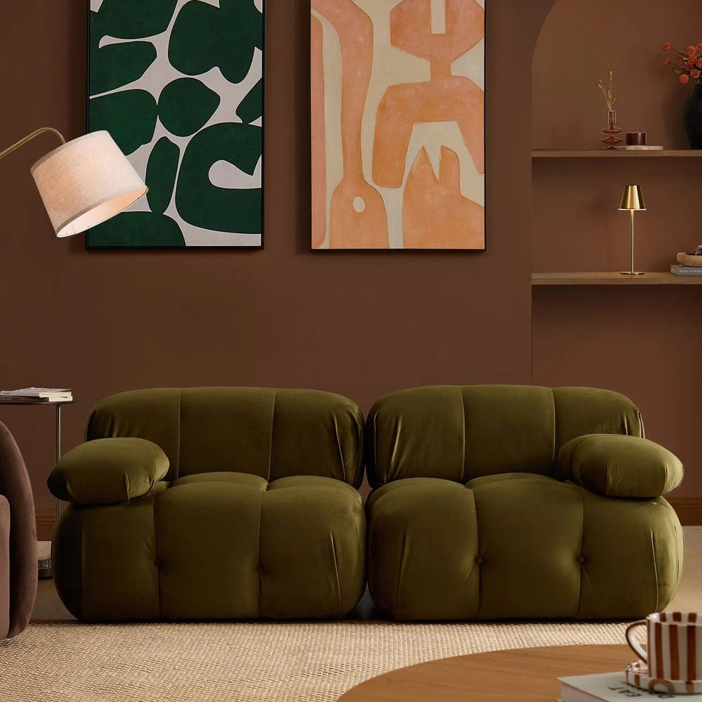 Rich Green 2 Seater Sofa with Plush Cushions & Rounded Arms furnitell
