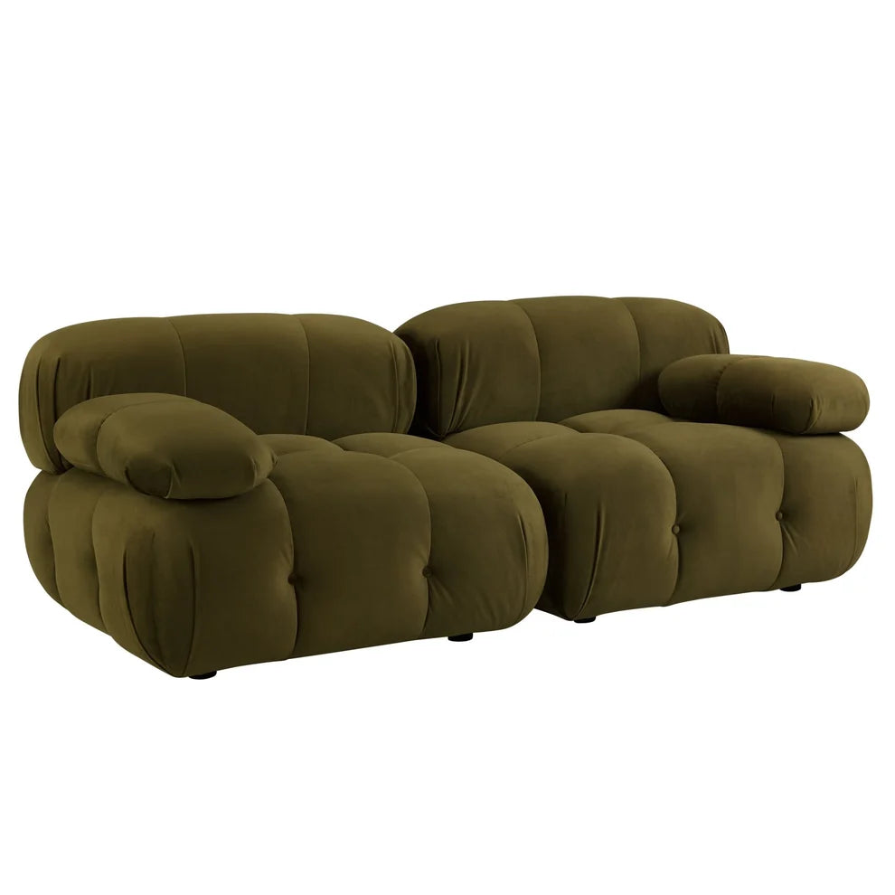 Rich Green 2 Seater Sofa with Plush Cushions & Rounded Arms furnitell