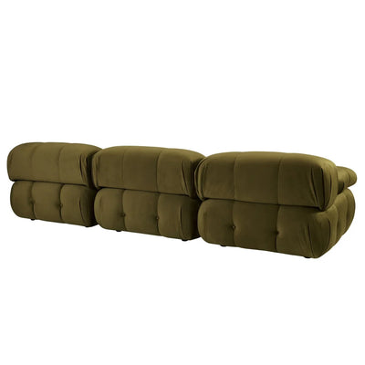 Rich Green 3 Seater Sofa with Plush Cushions & Rounded Armrests furnitell