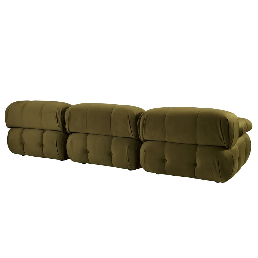 Rich Green 3 Seater Sofa with Plush Cushions & Rounded Armrests furnitell