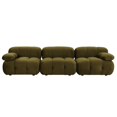 Rich Green 3 Seater Sofa with Plush Cushions & Rounded Armrests furnitell