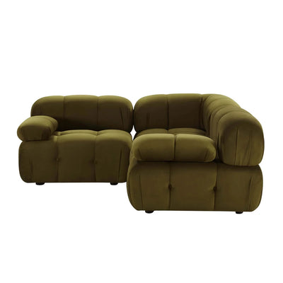 Rich Green Corner Sofa with Deep Cushions & Rounded Design Furnitell