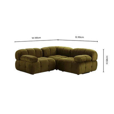 Rich Green Corner Sofa with Deep Cushions & Rounded Design Furnitell