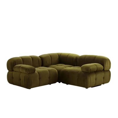 Rich Green Corner Sofa with Deep Cushions & Rounded Design Furnitell