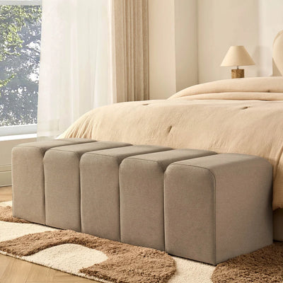 Oatmeal Upholstered Bench with Padded Design Furnitell