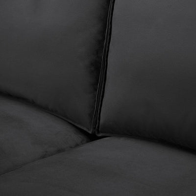 Black 2 Seater Sofa with Deep Cushions & Wide Arms Furnitell