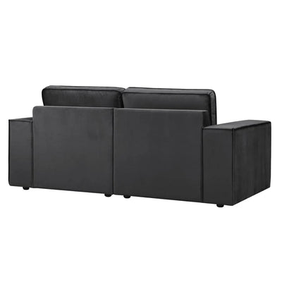 Black 2 Seater Sofa with Deep Cushions & Wide Arms Furnitell