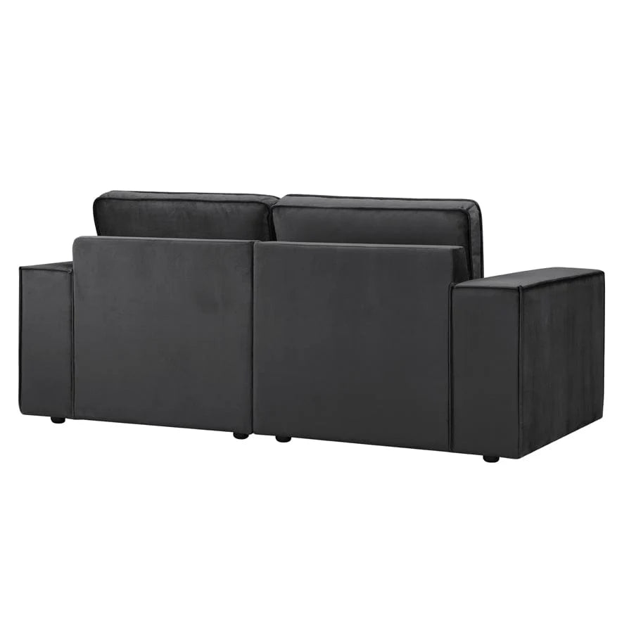 Black 2 Seater Sofa with Deep Cushions & Wide Arms Furnitell