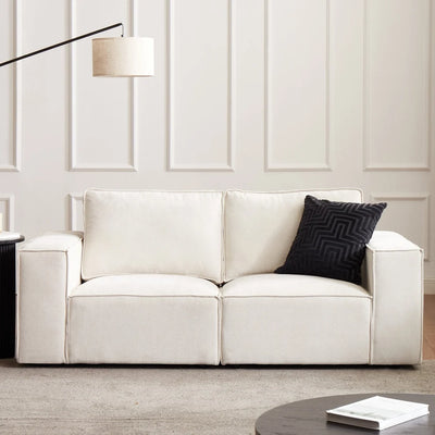 Ivory 2 Seater Sofa with Deep Cushions & Wide Armrests furnitell