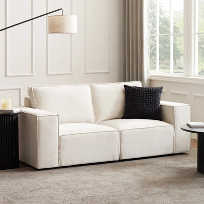 Ivory 2 Seater Sofa with Deep Cushions & Wide Armrests furnitell