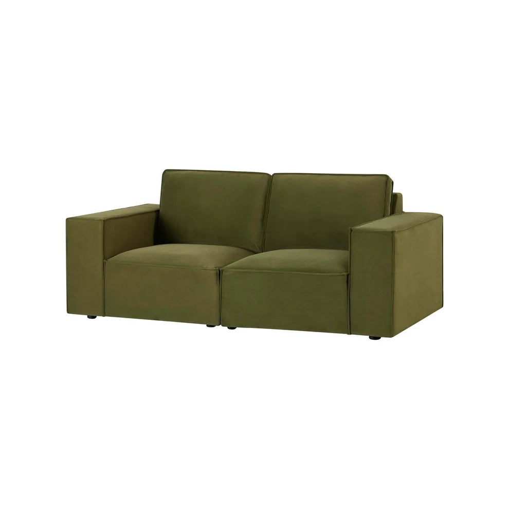 Muted Moss Green 2 Seater Sofa with Cushioned Seating & Wide Arms Furnitell