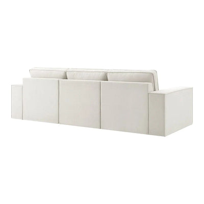 Ivory 3 Seater Sofa with Chaise, Plush Cushions & Wide Arms Furnitell