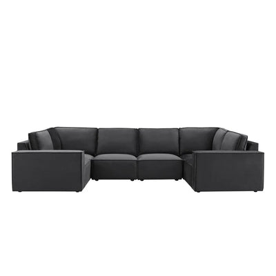 Black U Shaped Sofa with Spacious Seating & Deep Cushions furnitell