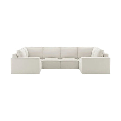 Ivory White U Shaped Sofa with Spacious Seating & Deep Cushions Furnitell