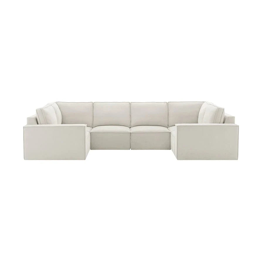 Ivory White U Shaped Sofa with Spacious Seating & Deep Cushions Furnitell