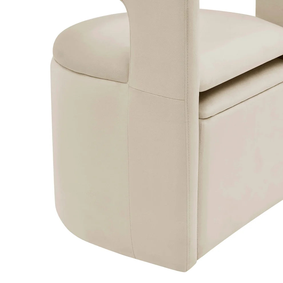 Ecru Accent Chair with Curved Back & Matching Ottoman furnitell