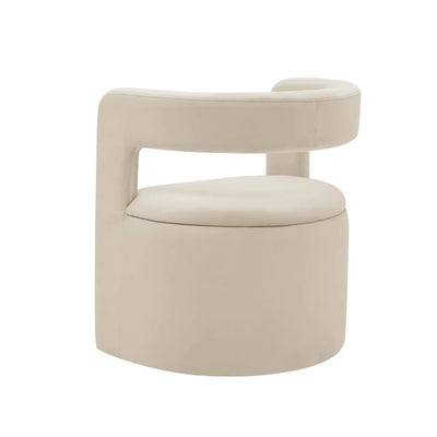 Ecru Accent Chair with Curved Back & Matching Ottoman furnitell