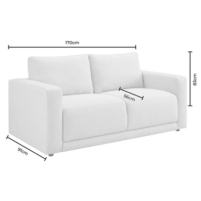 Mushroom 2 Seater Sofa with Deep Cushions & Wide Arms furnitell