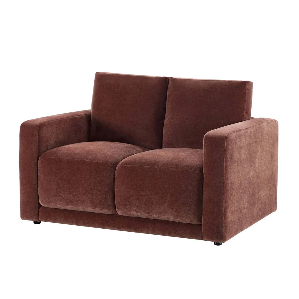 Dark Rust 2 Seater Sofa with Chenille Upholstery & Plush Cushions furnitell