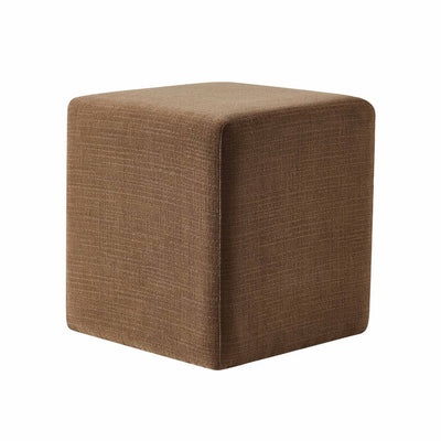 Brown Upholstered Square Pouffe Ottoman Furnitell