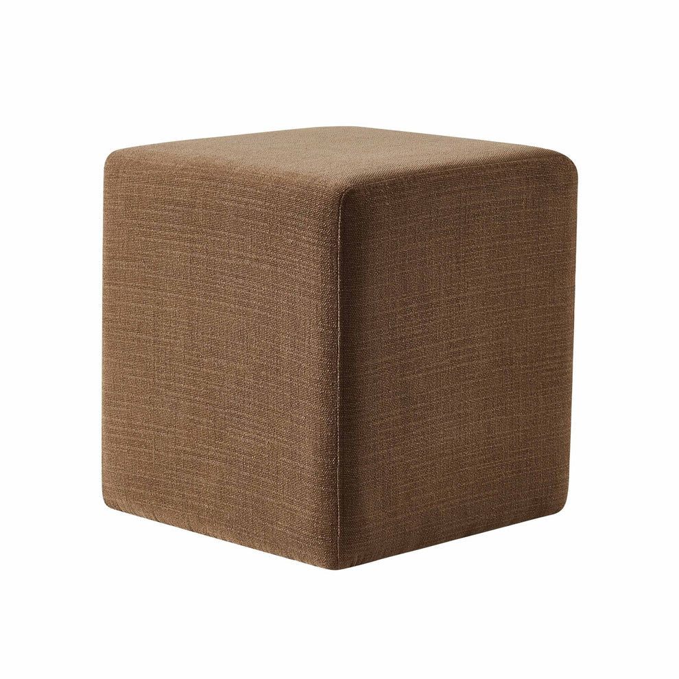 Brown Upholstered Square Pouffe Ottoman Furnitell