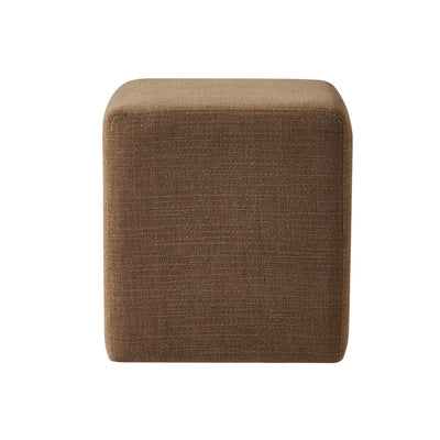 Brown Upholstered Square Pouffe Ottoman Furnitell